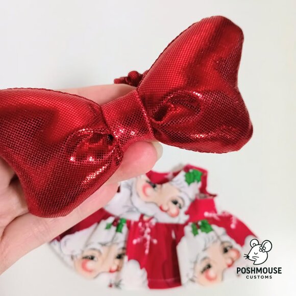 Holiday Christmas Santa Custom Dress and Oversized Bow Made to fit Labubu - Picture 6 of 12
